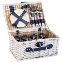 PICKNICKKORB, weiß, 40x28x19cm - Blau, Naturmaterialien (40/19/28cm) - Wanderlust