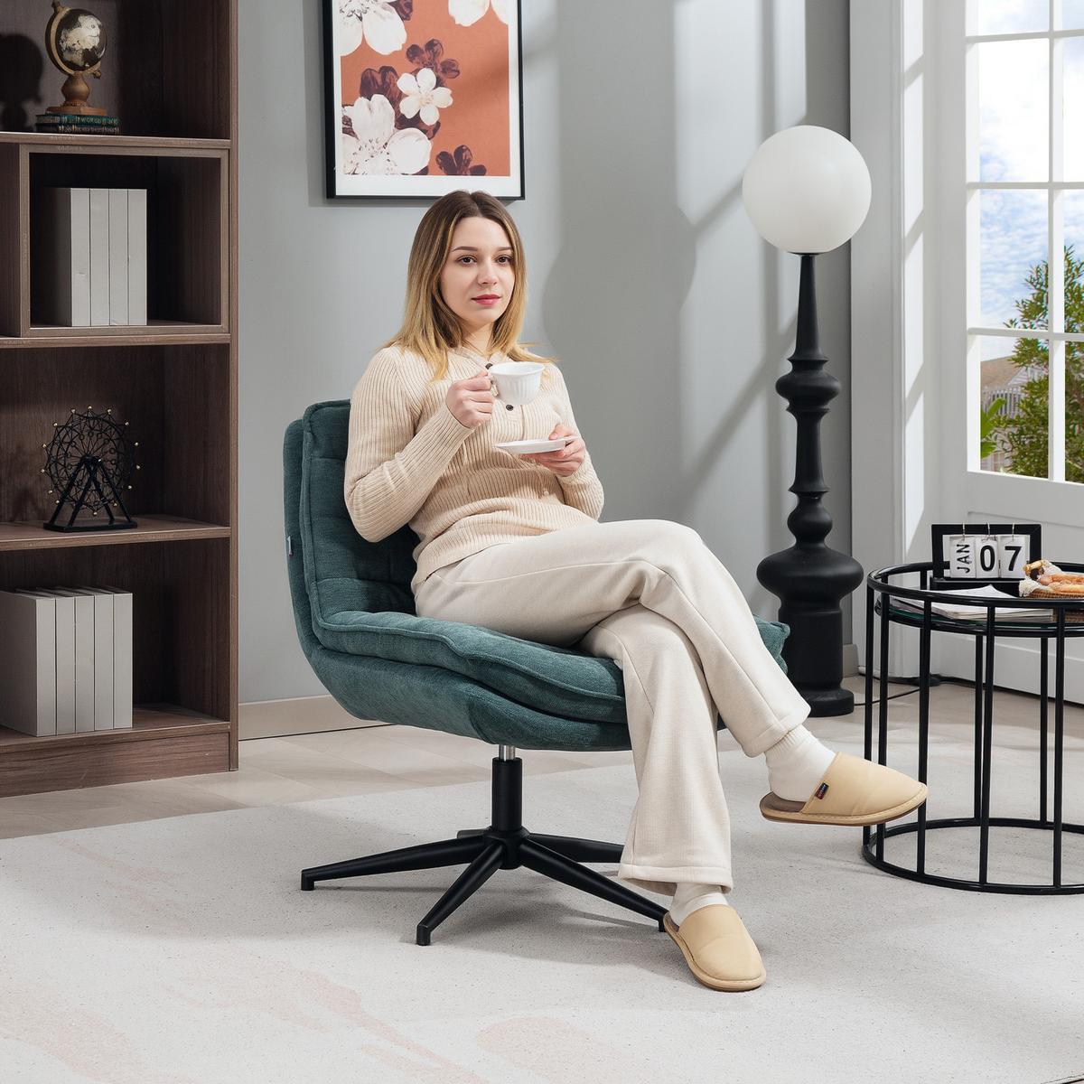 BÜROSTUHL Polyester Schaumstoff Dunkelgrün - Dunkelgrün, Kunststoff (65.5/80/76cm) - HOMCOM