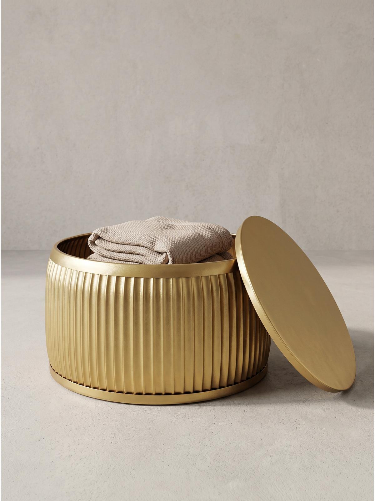 COUCHTISCH LAITA, Eisen, mit Stauraum, Gold, Ø 60 x 32 cm - Goldfarben, Metall (60/60/32cm) - KADIMA DESIGN