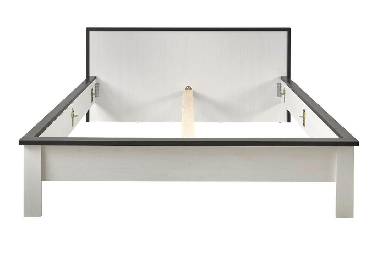 BETT weiß Pinie, anthrazit Landhaus, Doppelbett Liegefläche 180 x 200 cm - Anthrazit/Weiß, Holzwerkstoff (180/200cm) - Furn.Design