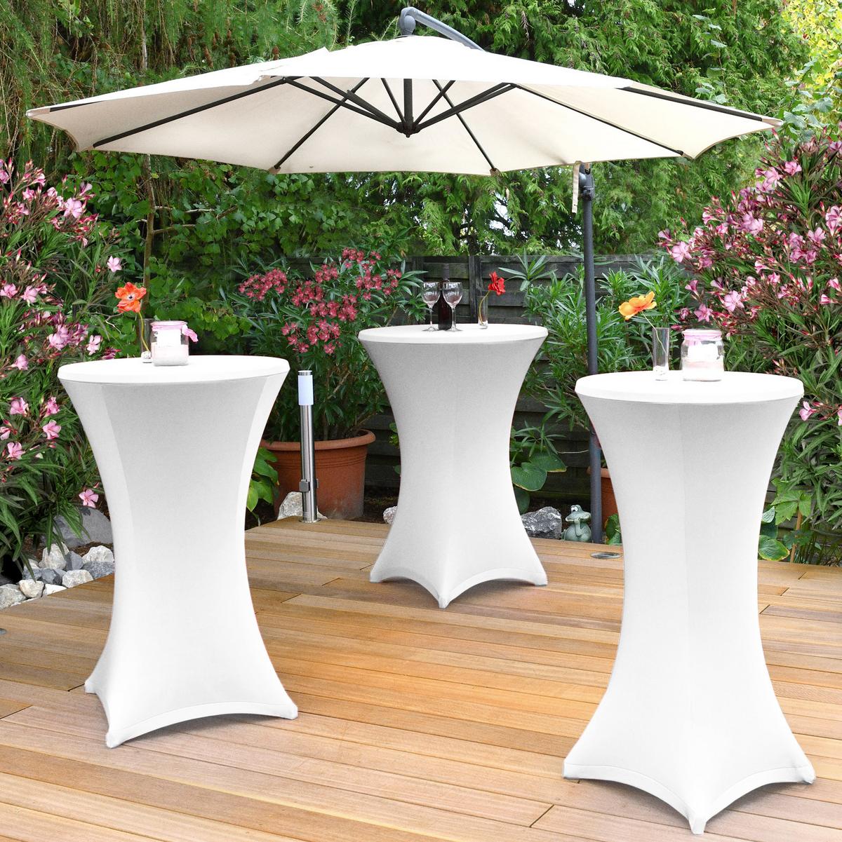 STEHTISCHHUSSE Stella Ø 80cm Weiß (5tlg) - Weiß, Textil (80/110cm) - Beautissu 