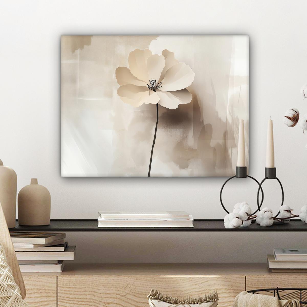 LEINWANDBILD Blume - Beige - Farbe - Schatten Wandbild 40x30 cm - Creme, Textil (40/30cm) - MuchoWow