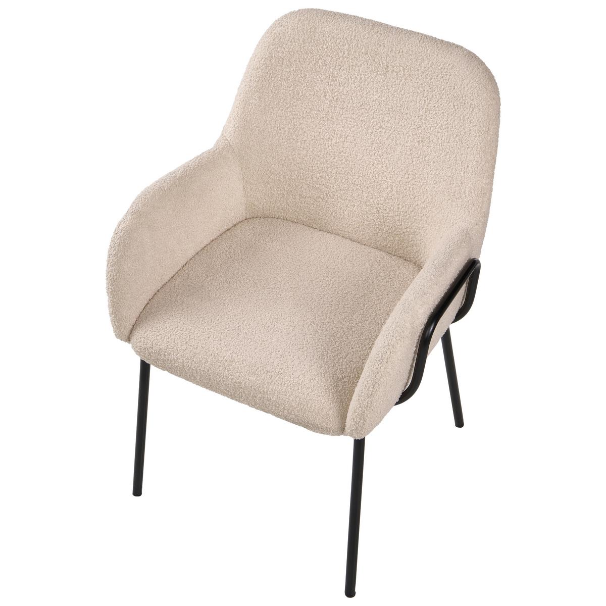 ESSZIMMERSTUHL Bouclé Hellbeige Algona - Beige, Textil (61/84/57cm) - Beliani