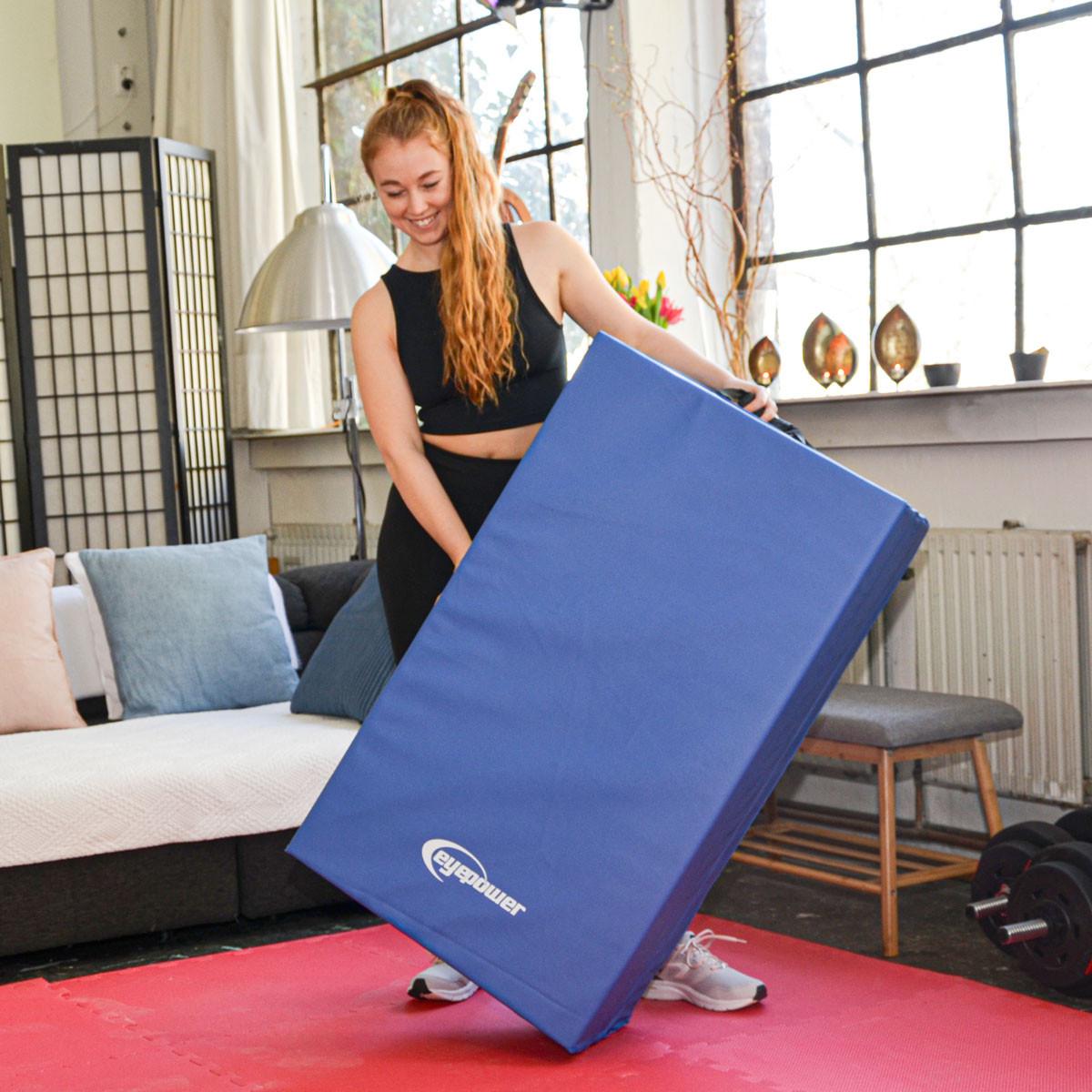 GYMNASTIKMATTE zum Wenden - 180/115/5 cm Faltbare Turnmatte - Blau, Kunststoff (115/180cm) - eyepower