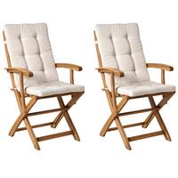 GARTENSTUHL 2er-Set Hellbeige Maui Premium - Beige/Braun, Holz (46/92/48cm) - Beliani