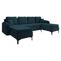WOHNLANDSCHAFT Venice - Blau/Schwarz, Holz/Textil (293/96/172cm) - MIRJAN24