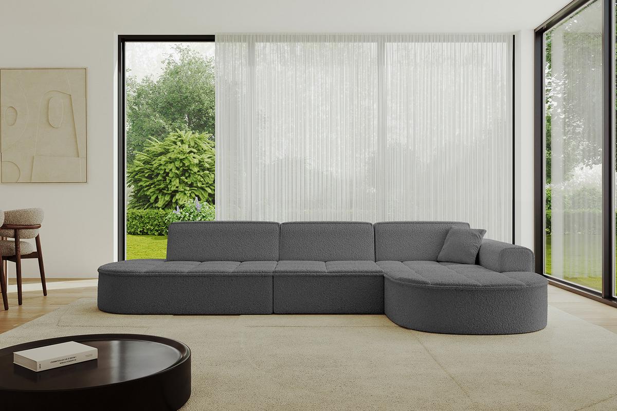ECKSOFA Ottomane Rechts TARO-L2 - 328x171x79,5 cm Grau - Grau, Holzwerkstoff/Textil (328/171cm) - ALTDECOR