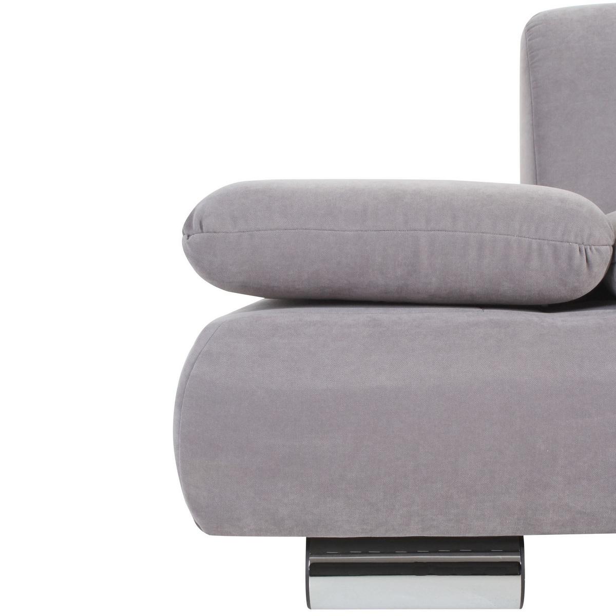 SOFA 2-Sitzer Kaye Bezug Veloursstoff Metallfuß verchromt / silber - Grau, Kunststoff (190/76/90cm) - 58aufmkessel