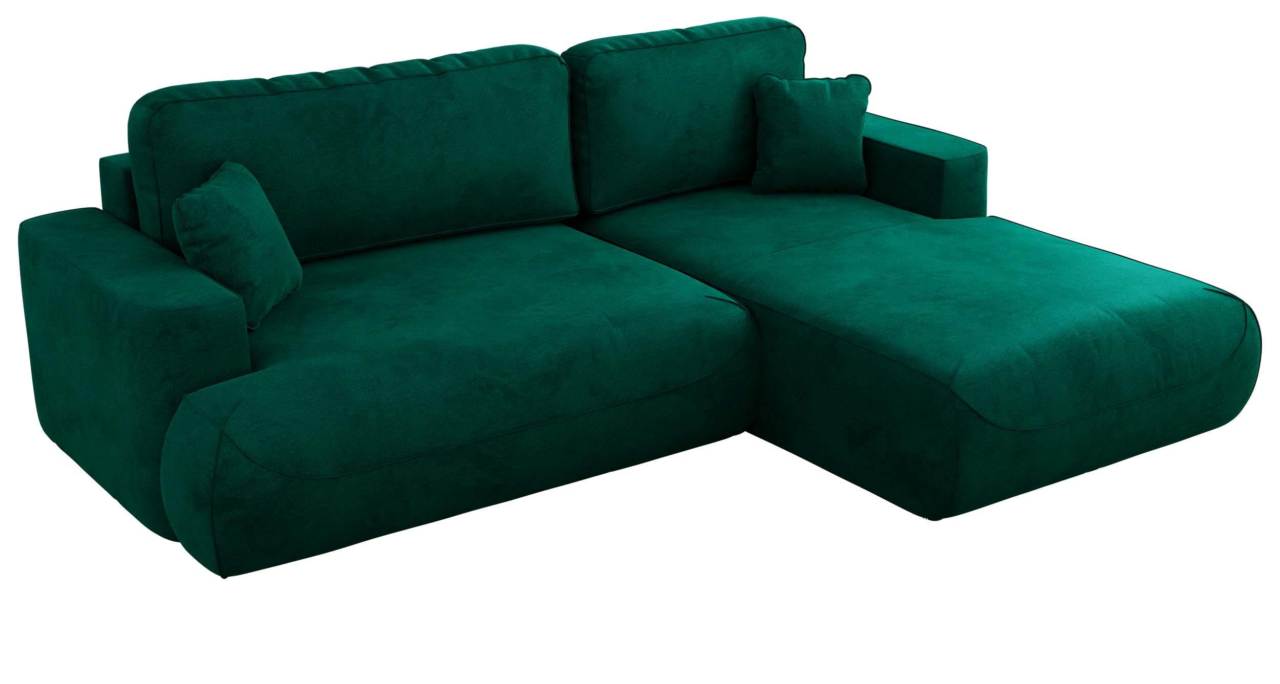 ECKSOFA OVO L Dunkelgrün Velvet - Rechts Seite - Dunkelgrün/Schwarz, Kunststoff/Textil (195/271cm) - MKS