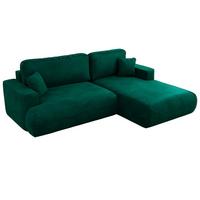 ECKSOFA OVO L Dunkelgrün Velvet - Rechts Seite - Dunkelgrün/Schwarz, Kunststoff/Textil (195/271cm) - MKS