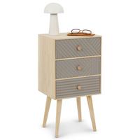 NACHTTISCH PELO grau, natur - Grau, Holz (35/67/29cm) - IDIMEX