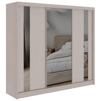 SCHWEBETÜRENSCHRANK mit Schubladen 240 - GRECJA - Kaschmir mit Spiegel - Kaschmir/Alufarben, Holzwerkstoff/Metall (240/216/61cm) - MKS