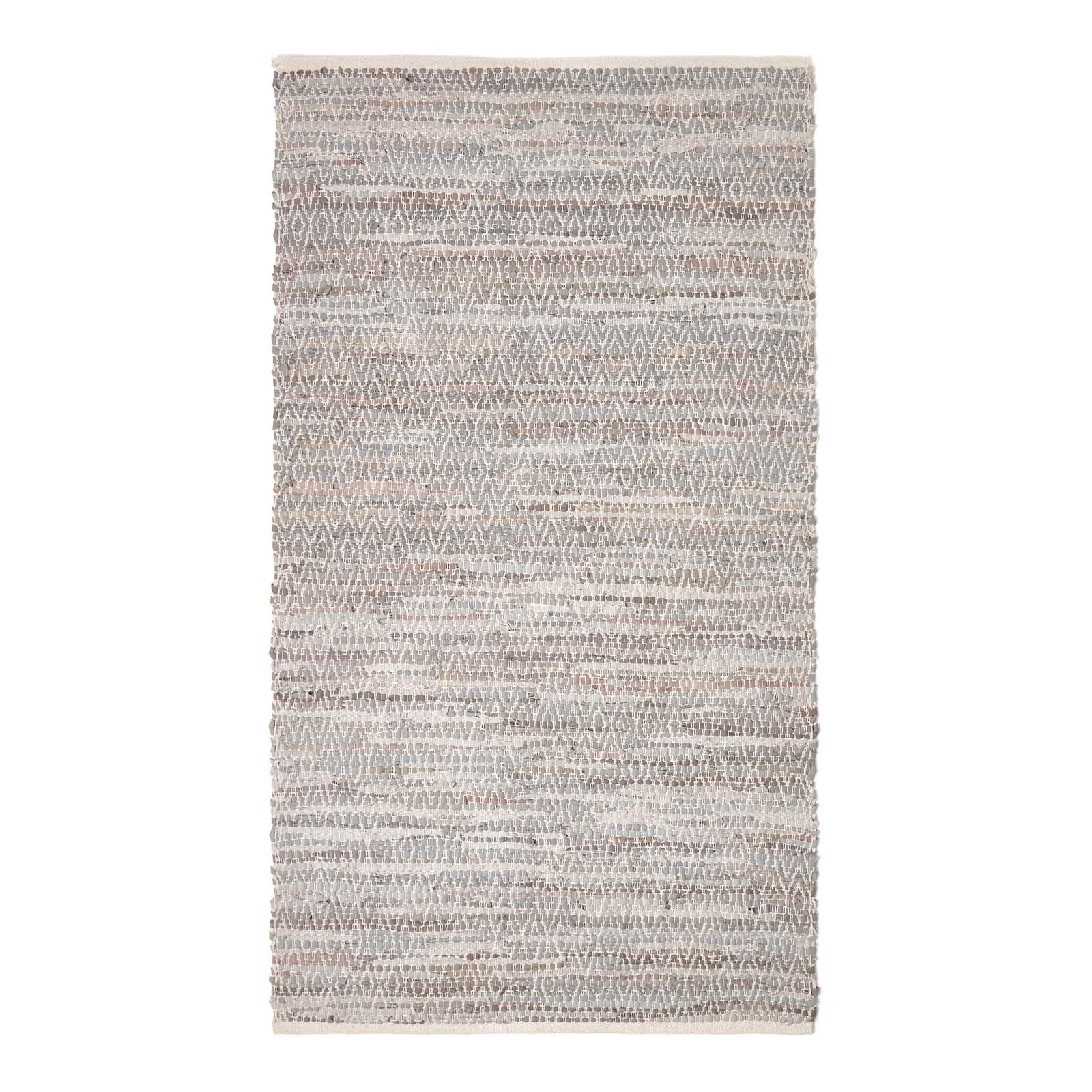 LEDERTEPPICH gewebt mit Rautenmuster 120/180 cm - Grau, Leder (120/180cm) - Homescapes