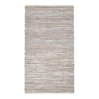 LEDERTEPPICH gewebt mit Rautenmuster 90/150 cm - Grau, Leder (90/150cm) - Homescapes