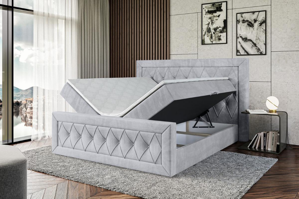BOXBETT NOEL-Z - 120 x 200 - H3 - Hellgrau - Hellgrau, Holzwerkstoff (120/200cm) - ALTDECOR