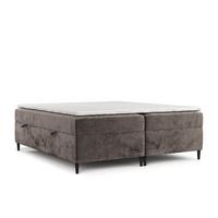 BOXBETT Theo 120/200 cm Braun im Lotta Stoff - Schwarz/Braun, Holz/Holzwerkstoff (120/200cm) - AltaBeds
