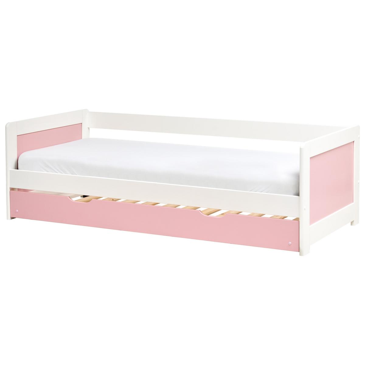 AUSZIEHBETT Kiefernholz 90/200 cm Rosa Gravelines - Pink, Holz (90/200cm) - Beliani