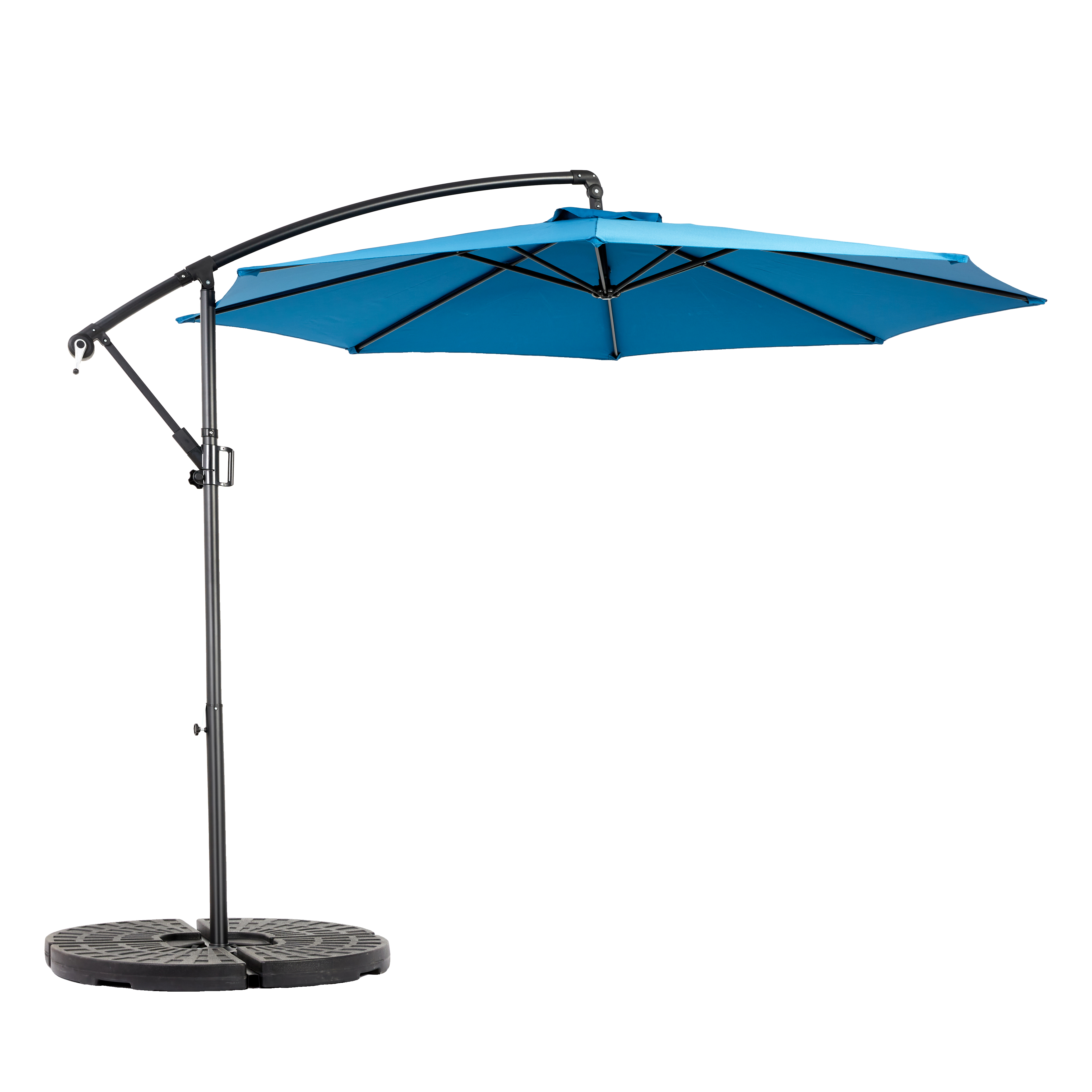 AMPELSCHIRM 294 cm Blau Stahl Hängender Gartenschirm mit Kurbel & Neigungsfunktion für Terrasse - Dunkelblau, Metall (294/294cm) - Urban Meuble
