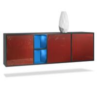 SIDEBOARD Cuba Türen in Bordeaux Hochglanz - Bordeaux, Holzwerkstoff (182/53/35cm) - Vladon