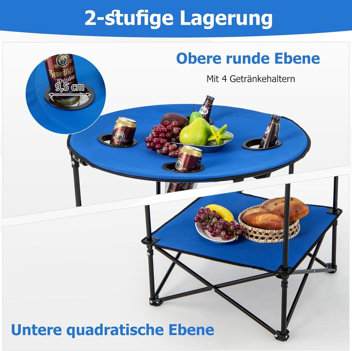 CAMPINGTISCH Blau - Blau, Textil (72/72/59cm) - COSTWAY
