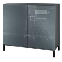 KOMMODE Skadu Grau Hochglanz - Grau, Holzwerkstoff (92.5/83.5/35cm) - Vladon