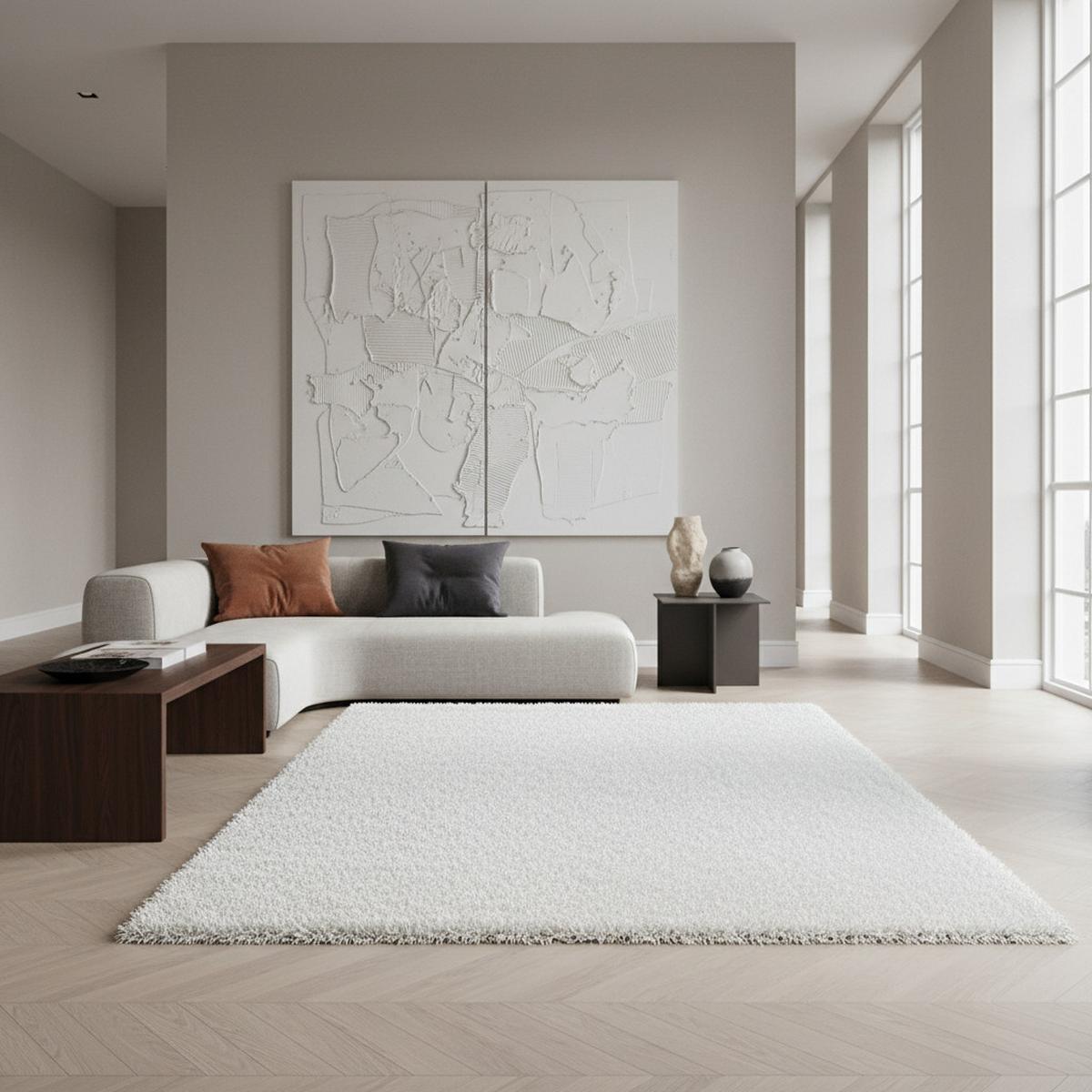 HOCHFLORTEPPICH SALZACH, einfarbig, Weiß, 80 x 150 cm - Weiß, Textil (80/150cm) - KADIMA DESIGN