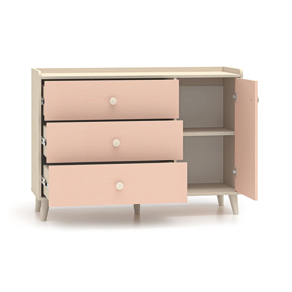 WICKELKOMMODE Alycia Beige - Korallenrosa - Holzeffekt - Beige, Holz (120/85/40cm) - Petits-meubles