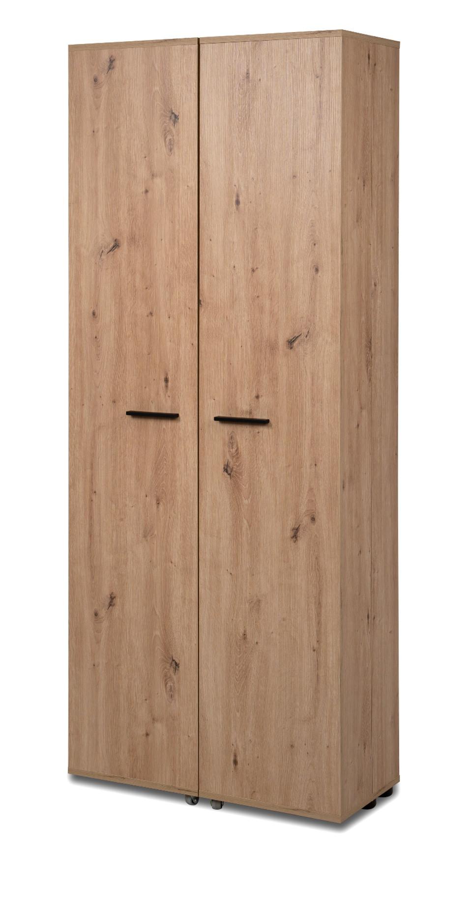 SCHUHSCHRANK Eiche Artisan 74 cm, Flurschrank aufklappbar für 30 Paar Schuhe - Schwarz/Eiche Artisan, Holzwerkstoff/Kunststoff (74/181.5/34cm) - Furn.Design