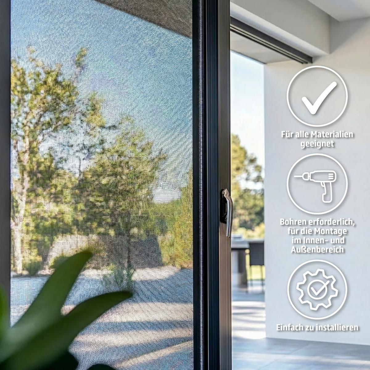 INSEKTENSCHUTZTÜR plissiert anthrazit - Anthrazit, Textil (96/203/3.7cm) - Cocoon Home Concepts