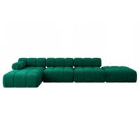 ECKSOFA modulares Sofa Lizur-L2 - 380x160x70 cm Dunkelgrün Velours - Dunkelgrün, Holzwerkstoff/Textil (380/160cm) - ALTDECOR