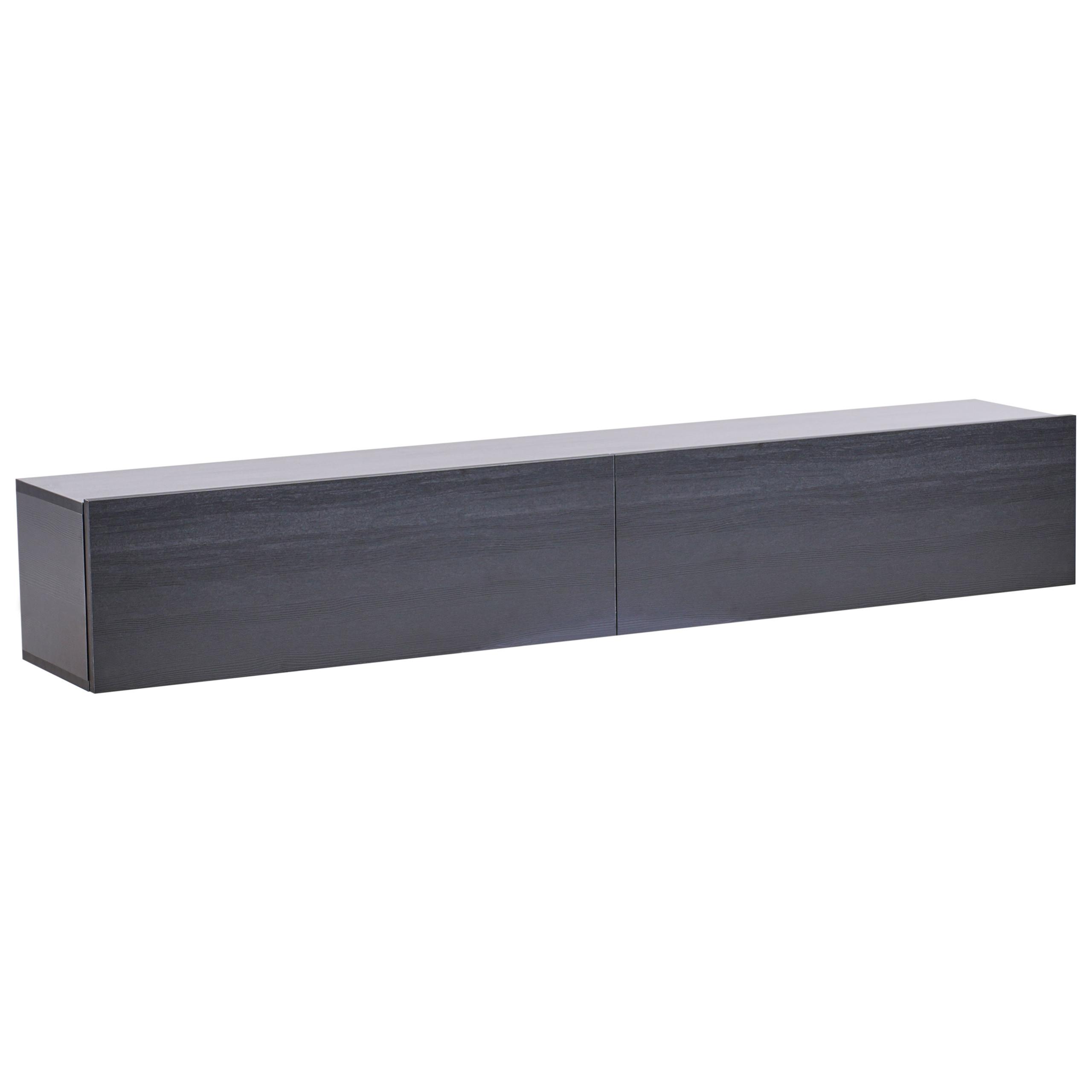 WANDMONTIERTER-TV-SCHRANK Schwarz Gladstone - Schwarz, Holzwerkstoff (180/30/32cm) - Beliani