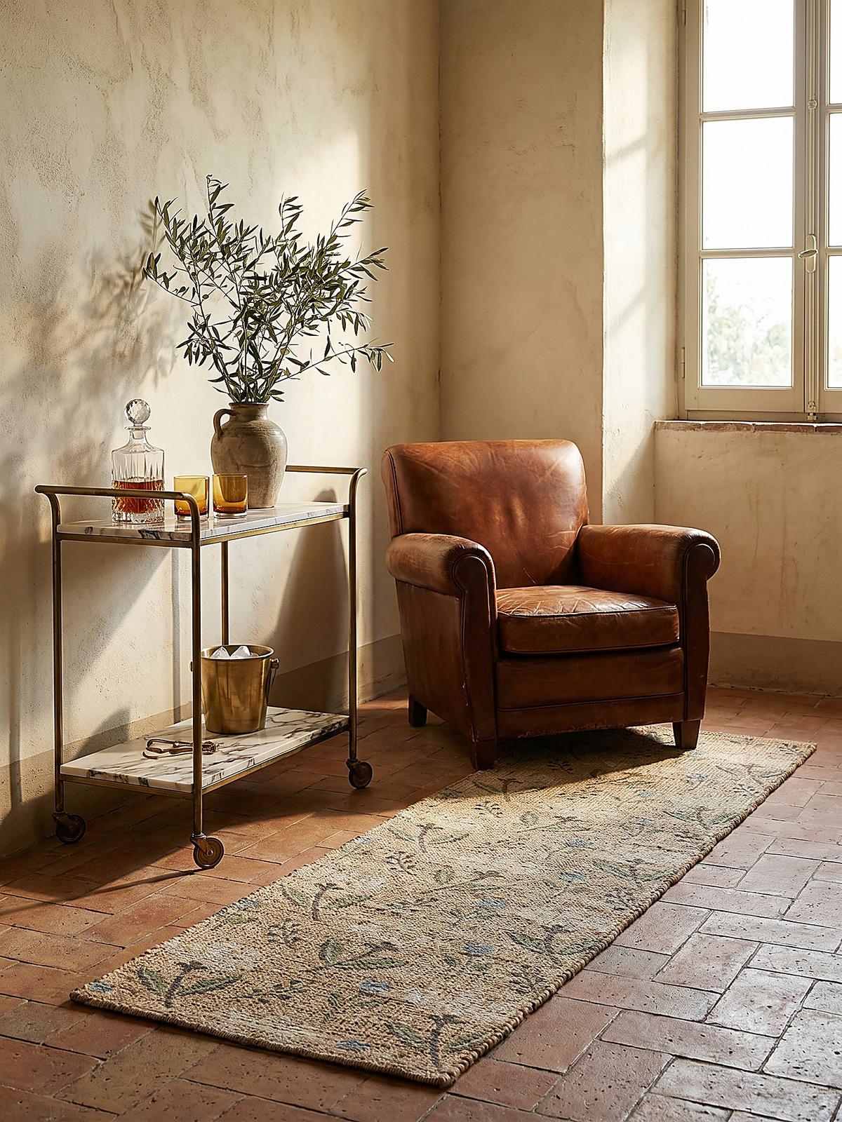 JUTETEPPICH handgewebt JED, floral, Natur, 60 x 230 cm - Braun, Textil (230/60cm) - KADIMA DESIGN