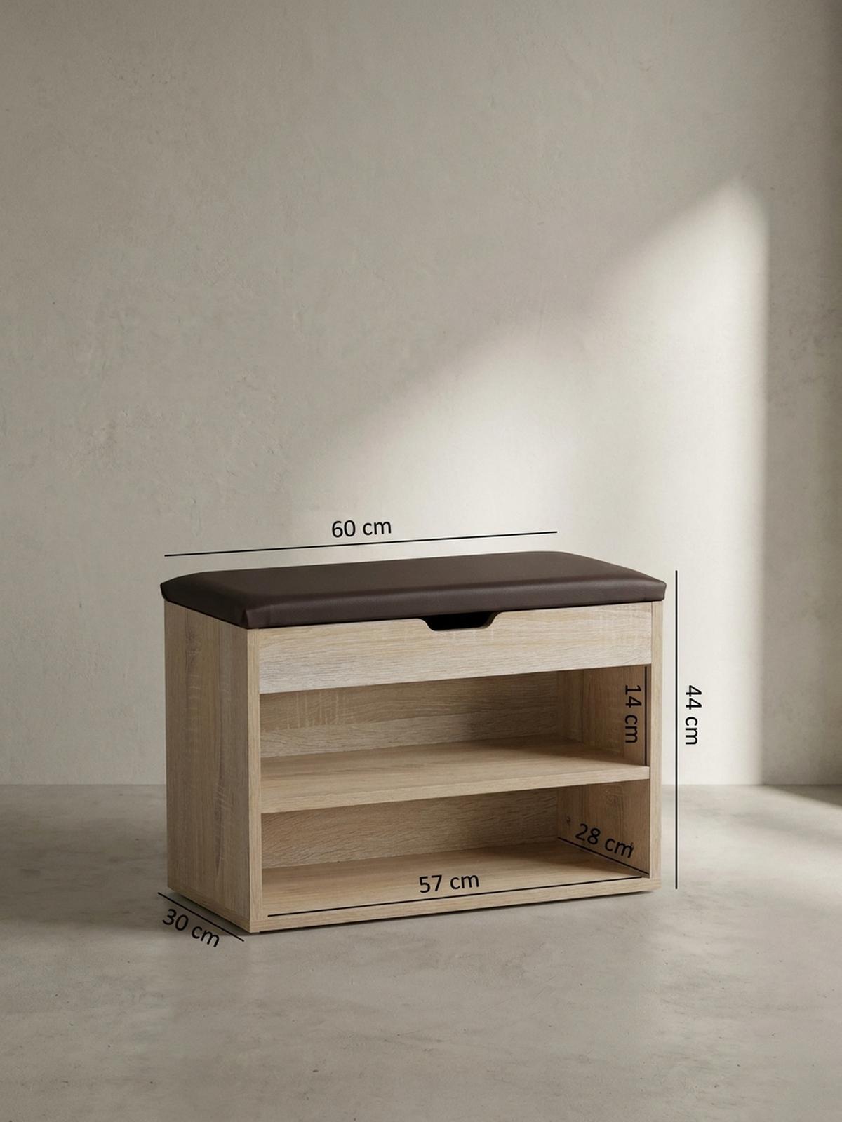 SCHUHBANK gepolstert mit Stauraum, Beige 60x30x40 cm - Beige/Schwarz, Holz/Textil (60/40/30cm) - KADIMA DESIGN