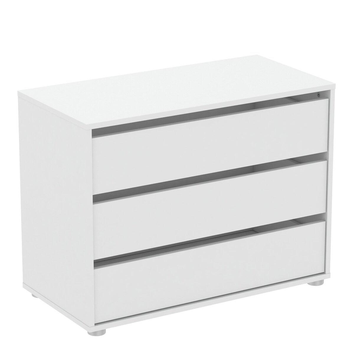 KOMMODE 3 Schubladen Weiß L80cm - Blokty - Weiß, Holzwerkstoff (39.6/58.1/41.4cm) - Calicosy
