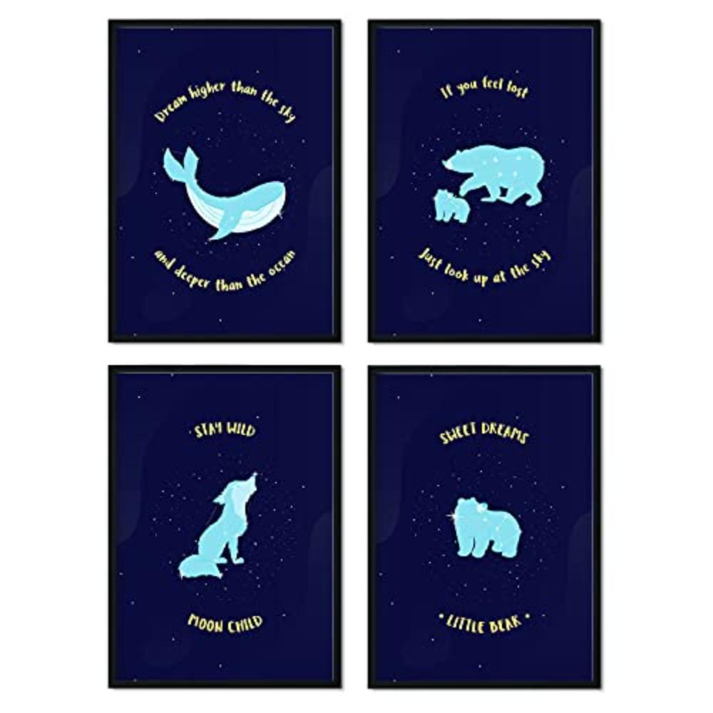 POSTER Set mit 4 Wild Packplatten A3 Schwarzer Rahmen - Schwarz, Papier (29.7/3cm) - Nacnic