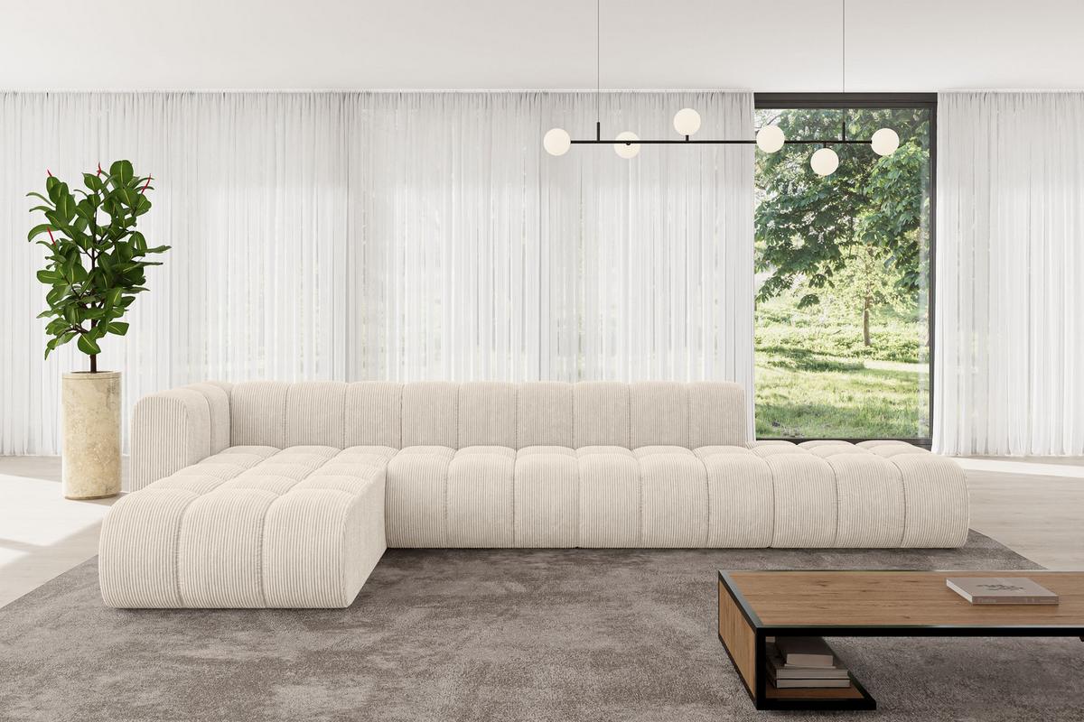 ECKSOFA modulares Sofa Zuvon-L2 - 387x177x70 cm Beige - Beige, Holzwerkstoff/Textil (387/177cm) - ALTDECOR