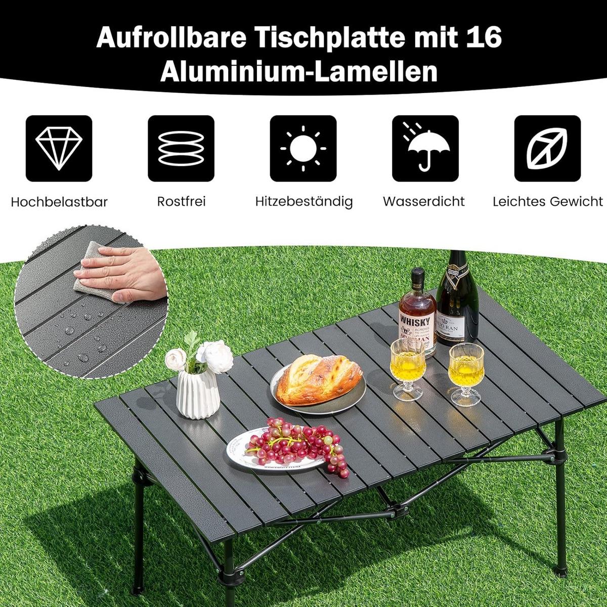 CAMPINGTISCH Schwarz - Schwarz, Metall (55/95/50cm) - COSTWAY