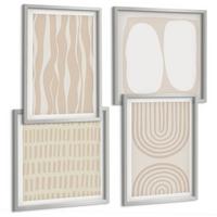 BILDER SET 4er Set - 50x50 cm & 40x60 cm Silberner Rahmen - Abstrakte Boho-Musterformen - Silberfarben, Kunststoff (50/50cm) - TULUP
