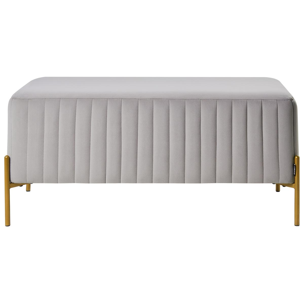 POLSTERBANK Samtstoff Grau Utah - Grau, Textil (91/43/47cm) - Beliani