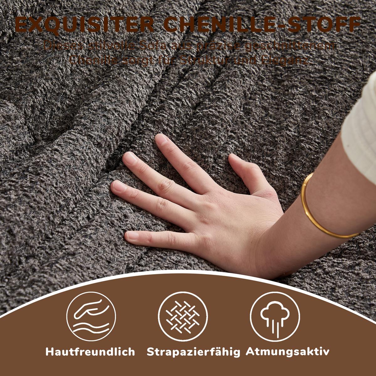 SITZSACK Ergonomischer aus Chenille & Memory-Schaum, Montagefrei - Grau, Textil (94/71/101cm) - Urban Meuble