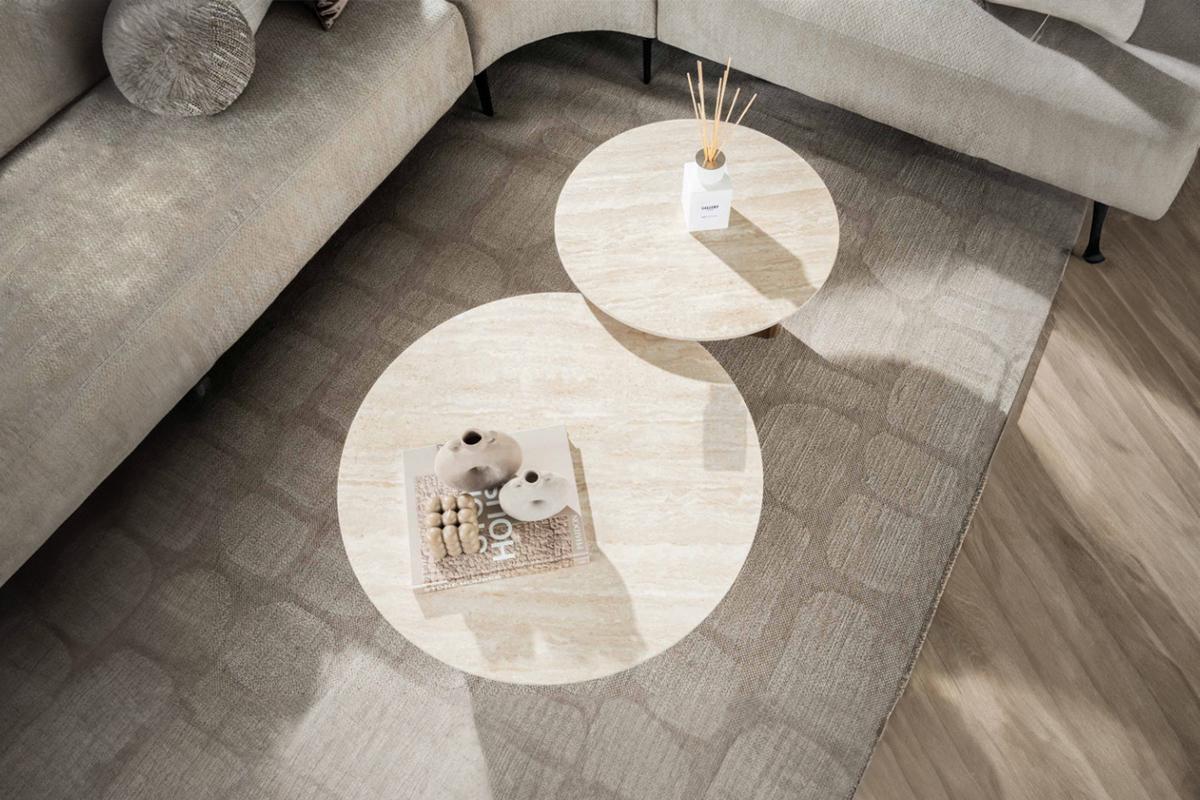 COUCHTISCH PRETO 2ER SET Weiß Keramik - Weiß/Braun, Keramik (76/76/30cm) - KAWOLA