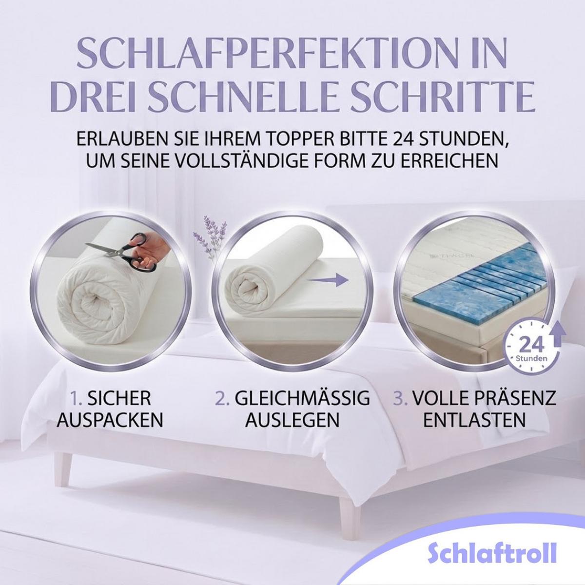 GEL TOPPER 160x200 cm 8 cm hoch 7 Zonen Matratzentopper druckentlastend atmungsaktiv kuehlend - Weiß, Textil (160/200cm) - Schlaftroll