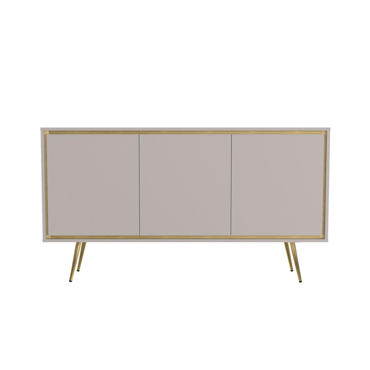 KOMMODE Lori mit 3 Türen, Push-to-open-Öffnung, kaschmir - Kaschmir, Holzwerkstoff/Metall (150/80/40cm) - Beautysofa