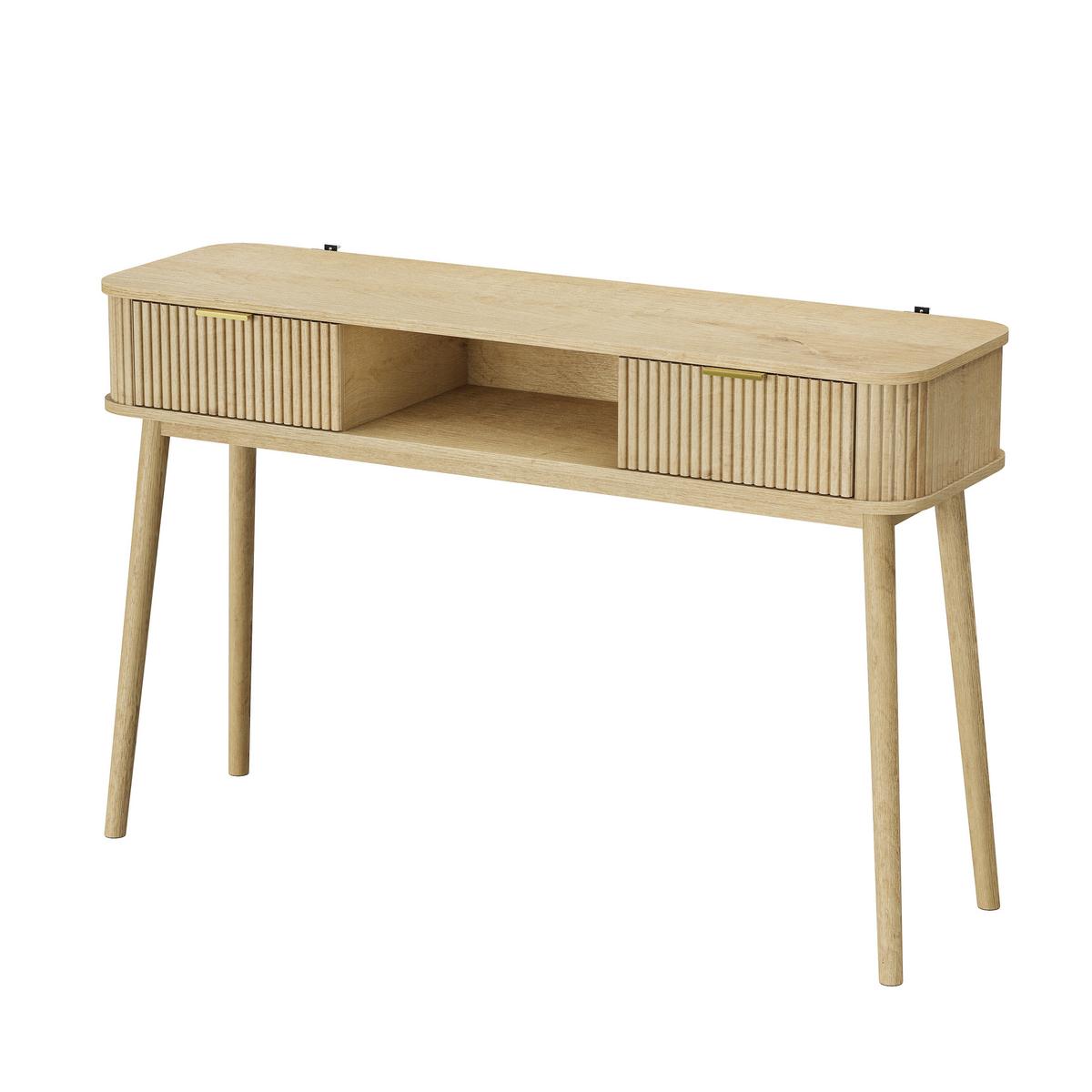 SCHREIBTISCH Mid-Century Eichenoptik mit 2 Schubladen & offenem Fach - Eichefarben, Holzwerkstoff (35/120/77.6cm) - Urban Meuble