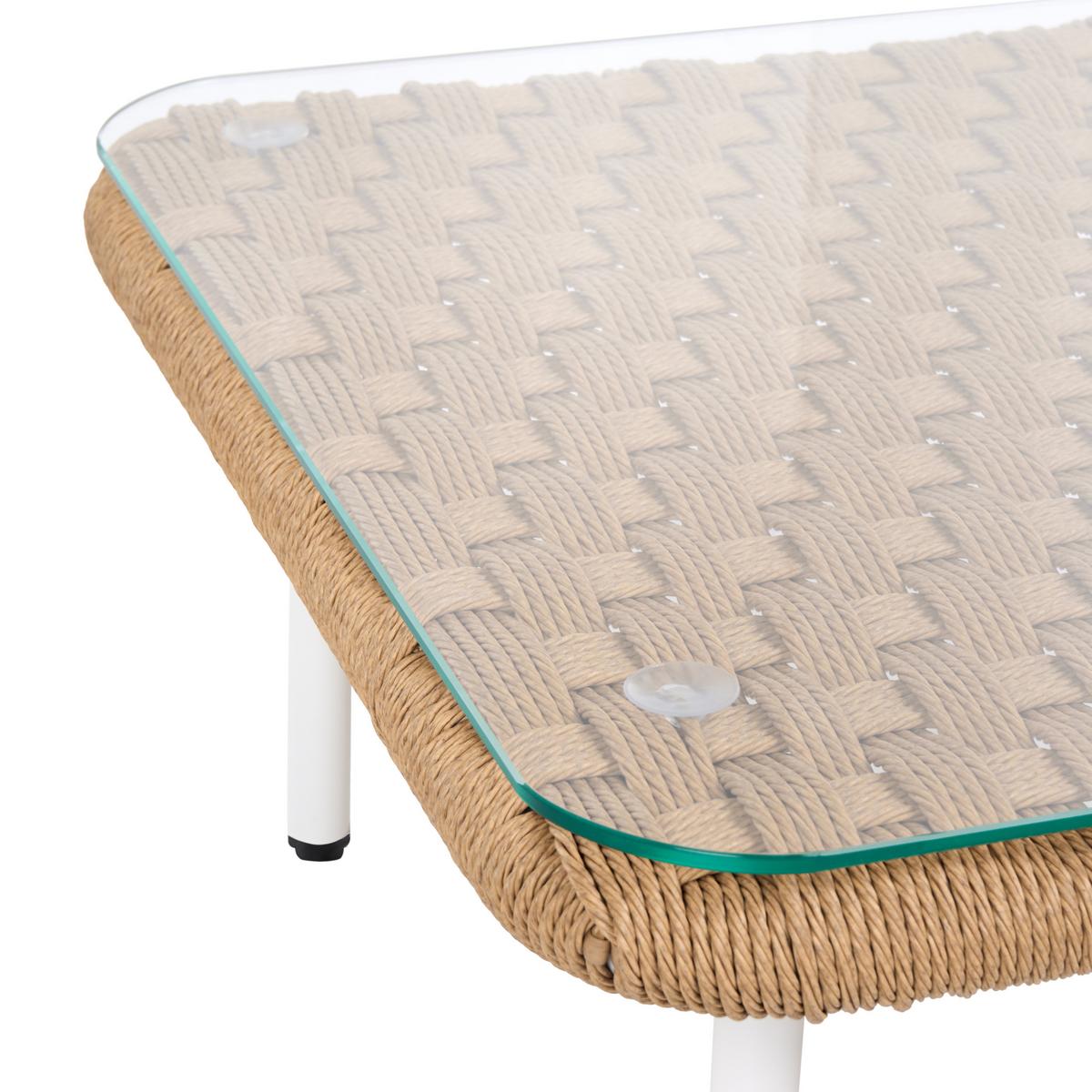 COUCHTISCH 60 cm 60 cm Hellbraun Baucina - Hellbraun/Weiß, Glas (60/60/30cm) - Beliani