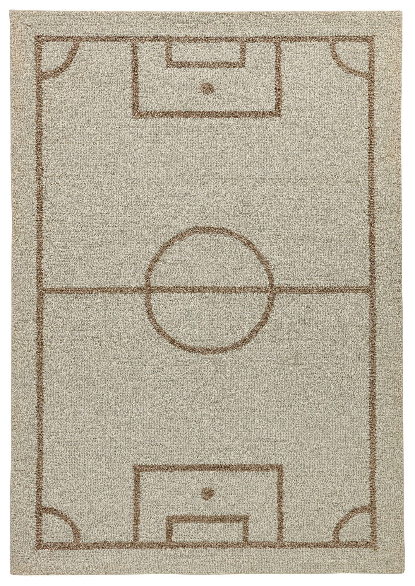 HANDTUFTTEPPICH Natur Kids - Kinderteppich mit Fußballdesign 80 x 150 cm - Naturfarben, Textil (80/150cm) - Natur Pur