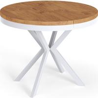 ESSTISCH Cloud runder ausziehbarer, Lancelot Eiche 100-180/100/76 cm - Eichefarben/Weiß, Holzwerkstoff/Metall (100/180/76cm) - WFL GROUP