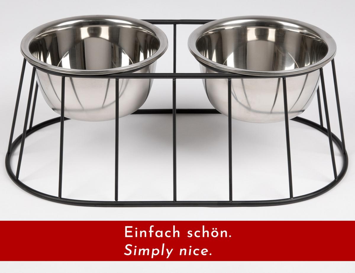 HUNDENAPF erhöht für mittelgroße/große Hunde mit Ständer, rutschfest aus Edelstahl - Silberfarben, Metall (1cm) - WONDERMAKE