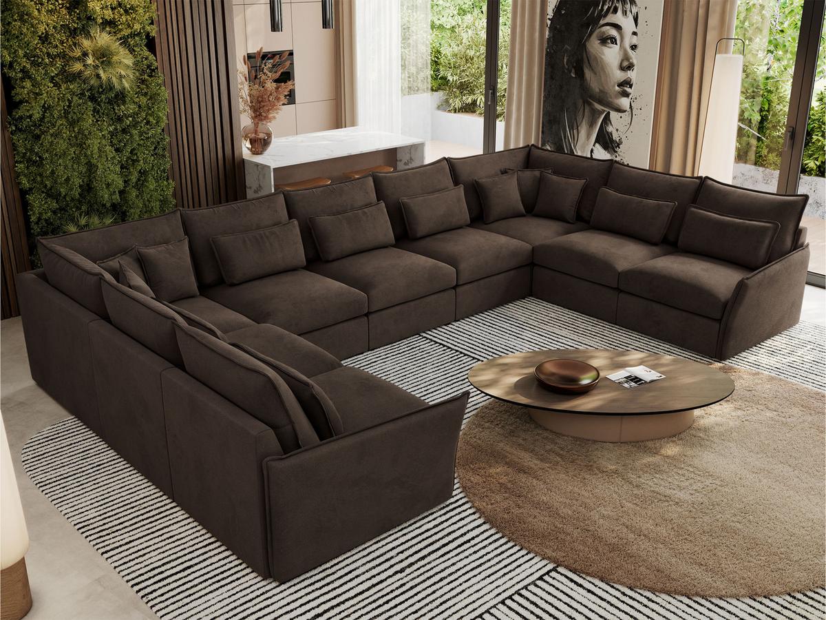 WOHNLANDSCHAFT VERSO U 9M Braun Velvet - Schwarz/Braun, Kunststoff/Textil (442/93/270cm) - MKS