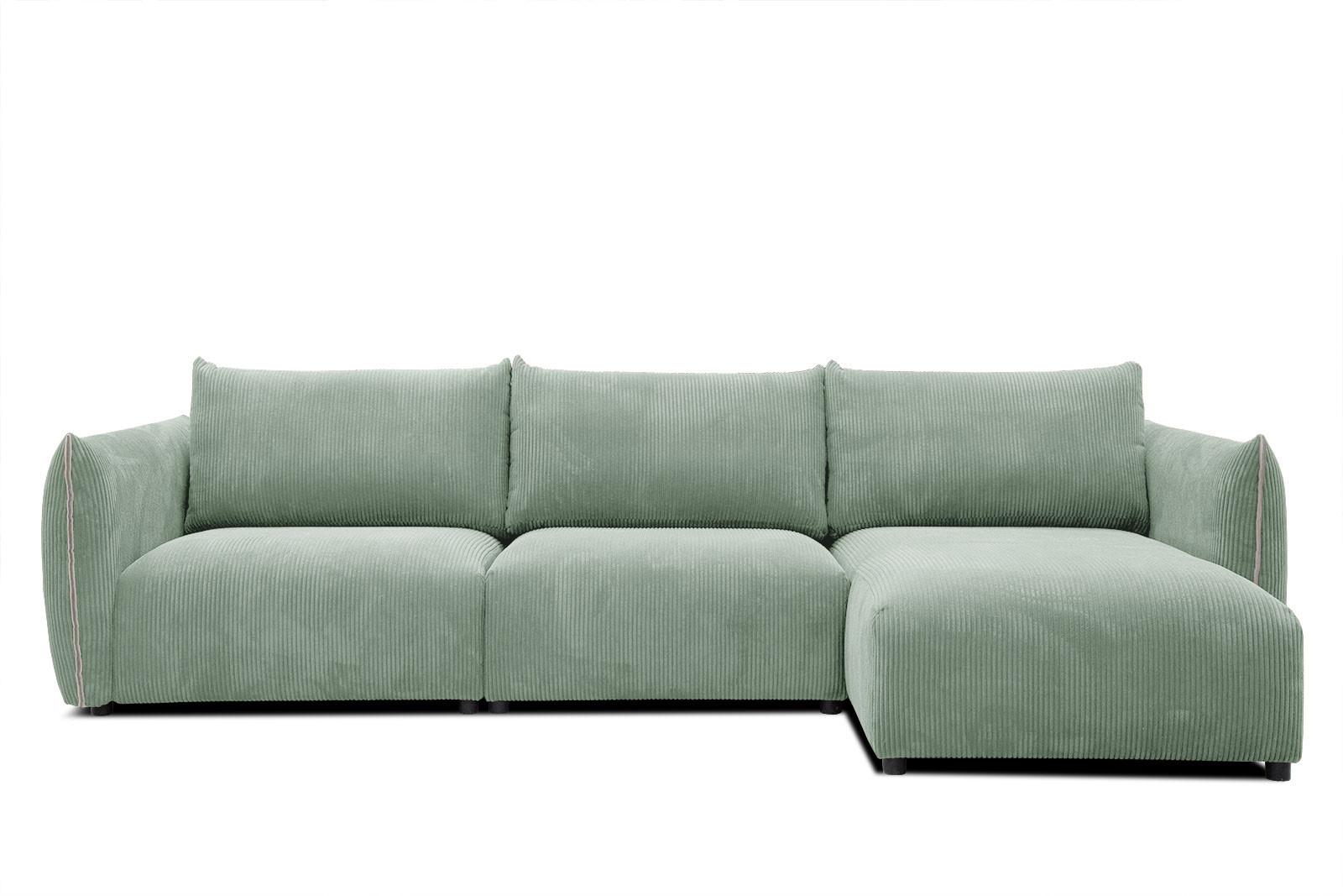 ECKSOFA TAUER 5-Sitzer, mintgrün - Schwarz/Mintgrün, Holzwerkstoff/Kunststoff (294/173cm) - Wozimo